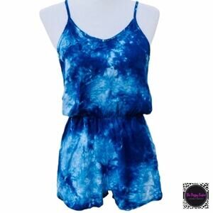 Varga Tie Dye Tank Romper with Pockets EUC